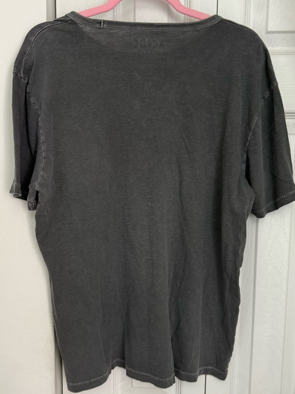 Lucky Brand AC/DC Grey Tee with Pale Yellow Logo and Pink Trim - Picture 3 of 3